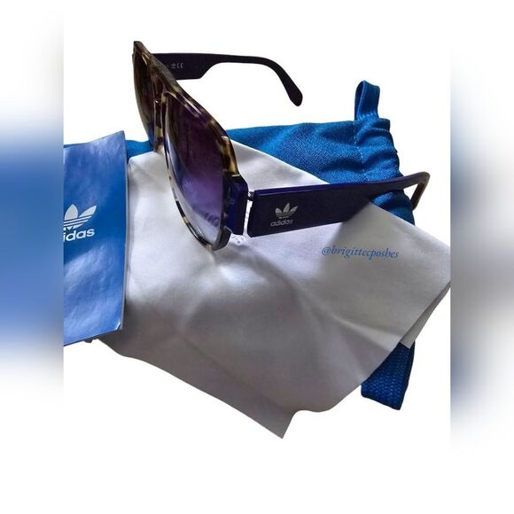 ADIDAS Original Men's Aviator Havana Blue Sunglasses - Picture 6 of 12